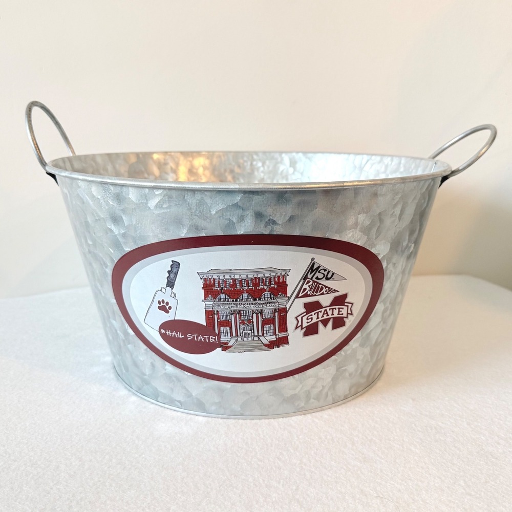 Mississippi State Bulldogs Metal Beverage Tub Galvanized Ice Bucket Large